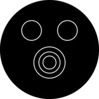 isoliert schwarz und Weiß Smiley Maske. Glyphe Symbol oder Symbol. vektor