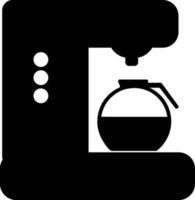 svart och vit kaffe maskin med pott. vektor