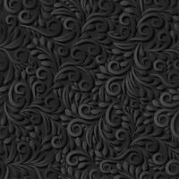 sömlös illustration av abstrakt svart blommig vin mönster vektor