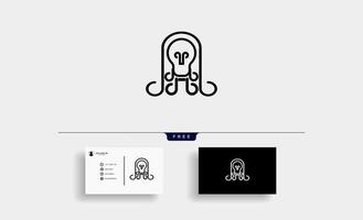 glödlampa bläckfisk logo design vektor ikon illustration