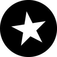 Weiß Star auf schwarz Kreis. Glyphe Symbol oder Symbol. vektor