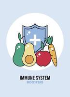 Immunsystem-Booster-Schild mit Gemüse vektor