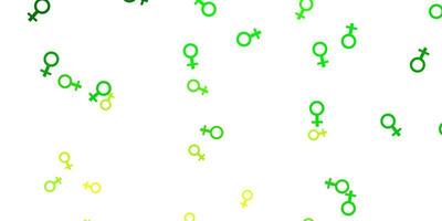 hellgrüner gelber Vektorhintergrund mit Frauenmachtsymbolen vektor