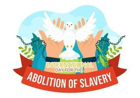 internationell dag av de minne av de slav handel och dess avskaffande vektor illustration på 23 augusti med handbojor och duva fågel i mallar
