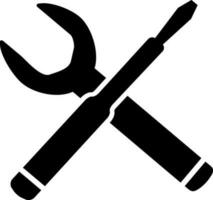 verktyg glyf ikon med rycka och skruvmejsel. vektor