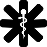 glyf ikon av caduceus, medicinsk symbol. vektor