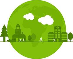 platt illustration av grön stad för ekologi begrepp. vektor