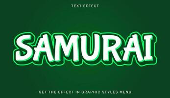 Samurai editierbar Text bewirken mit 3d Stil. Text Emblem zum Werbung, Marke, Geschäft Logo vektor