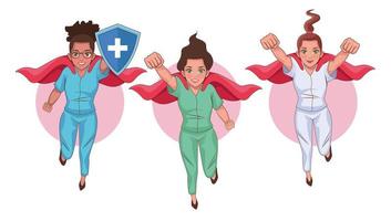 Ärzte und Krankenschwestern als Heldinnen vektor