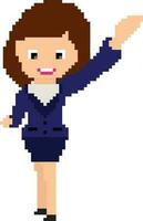 Pixel Kunst Illustration von ein Geschäft Frau. vektor