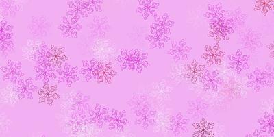 ljus lila rosa vektor doodle bakgrund med blommor
