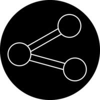 Teilen Symbol auf schwarz Kreis. vektor
