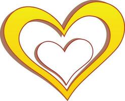 gul och vit hjärta tillverkad förbi papper skära. vektor
