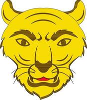 Tiger Gesicht Symbol zum Horoskop im Farbe und Schlaganfall. vektor