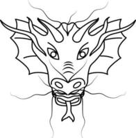 stroke stil av djur- av kinesisk zodian symbol i drake ansikte. vektor
