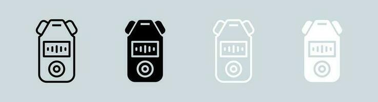 Audio- Recorder Symbol einstellen im schwarz und Weiß. Klang Zeichen Vektor Illustration.