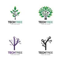 Tech Tree Logo Konzept grüne Netzwerktechnologie vektor