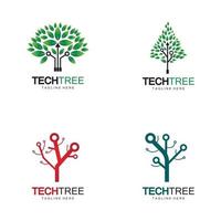 tech träd logotyp koncept grönt nätverksteknik vektor