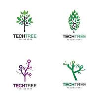 Tech Tree Logo Konzept grüne Netzwerktechnologie vektor