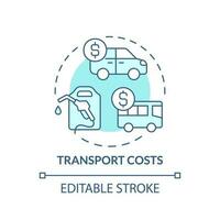 Transport Kosten Türkis Konzept Symbol. Auto Eigentümer. Treibstoff Preis. Öffentlichkeit Transport. Kosten von Leben. persönlich Budget abstrakt Idee dünn Linie Illustration. isoliert Gliederung Zeichnung. editierbar Schlaganfall vektor