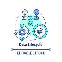 data livscykel begrepp ikon. information användande bearbeta. företag intelligens abstrakt aning tunn linje illustration. isolerat översikt teckning. redigerbar stroke vektor