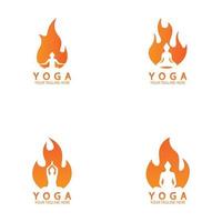 Yoga-Feuer-Logo-Icon-Design-Vorlage vektor