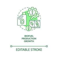 Biodiesel Produktion Wachstum Grün Konzept Symbol. Gemüse Öle Nachfrage. Bauernhof Produkte abstrakt Idee dünn Linie Illustration. isoliert Gliederung Zeichnung. editierbar Schlaganfall vektor