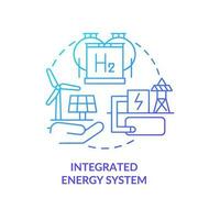 integriert Energie System Blau Gradient Konzept Symbol. Grün austeilen. verlängerbar Leistung. Kohlenstoff kostenlos Wirtschaft abstrakt Idee dünn Linie Illustration. isoliert Gliederung Zeichnung vektor