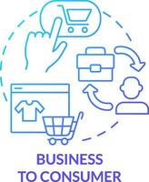 Geschäft zu Verbraucher Blau Gradient Konzept Symbol. Individuell Käufer. b2c Ansatz. Geschäft Modell- abstrakt Idee dünn Linie Illustration. isoliert Gliederung Zeichnung vektor