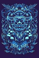 Illustration von Barong Blau Bilder zu Sein gedruckt auf zu Hoodies, T-Shirts und Aufkleber vektor