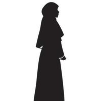 en muslim hijab kvinnor vektor silhuett, en muslim flicka bär en hijab vektor illustration.