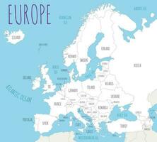 politisch Europa Karte Vektor Illustration mit Länder im Weiß Farbe. editierbar und deutlich beschriftet Lagen.