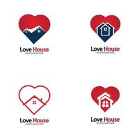 Liebe Zuhause Logo Herz und Haussymbol vektor