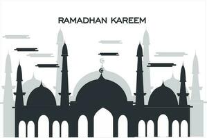 islamisch Gruß Design Hintergrund mit zwei Gold Laterne. Vektor Illustration zum verwenden im Banner, Netz, Plakate und E-Business. Silhouette von Moschee Hintergrund