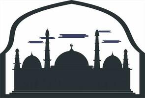islamic hälsning design bakgrund med två guld lykta. vektor illustration för använda sig av i banderoller, webb, posters och e-handel. silhuett av moské bakgrund