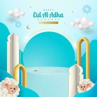 eid Adha 3d realistisk symboler av islamic högtider vektor