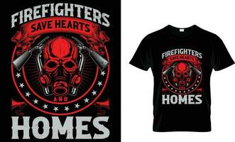 Feuerwehrmann T-Shirt Design, Feuerwehrauto T-Shirt Design vektor