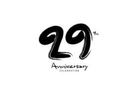 29 år årsdag firande logotyp svart paintbrush vektor, 29 siffra logotyp design, 29: e födelsedag logotyp, Lycklig årsdag, vektor årsdag för firande, affisch, inbjudan kort