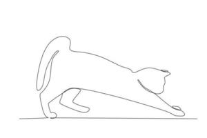 ein Katze erstreckt sich es ist Vorderseite Beine vektor
