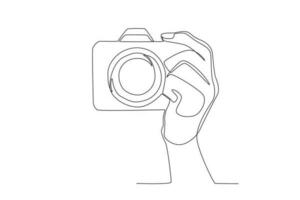 ein Hand Fotografieren das Objekt vektor