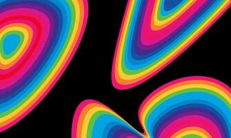 förvrängd regnbåge rader på svart bakgrund psychedelic häftig hippie. vektor illustration