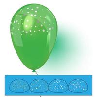 grüner Heliumballon mit Konfettivektorillustration vektor