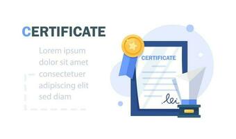 tilldela certifikat, prestation, tilldela, bevilja, diplom begrepp. premie kvalitet grafisk design element vektor