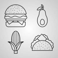 Reihe von Lebensmittel-Icons-Vektor-Illustration isoliert auf weißem Hintergrund vektor