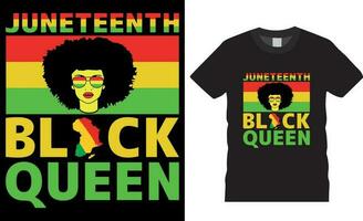 juni kvinnors svart drottning t-shirt design vektor illustration. juni svart drottning