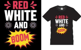 röd vit och bom 4:e av juli USA oberoende dag t-shirt design.red vit och bom vektor
