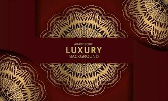 Luxus-Mandala-Hintergrund mit goldenem Arabeskenmuster. verzierung elegante einladung hochzeitskarte , einladen , hintergrund abdeckung banner illustration kastanienbraune farbe vektor design