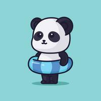 süß Panda mit Schwimmen Reifen Karikatur Illustration isoliert Natur vektor
