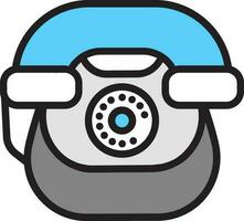 illustration av telefon ikon i grå och blå Färg. vektor