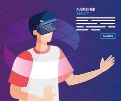 man med glasögon av verklighetsförstärkt teknik vektor